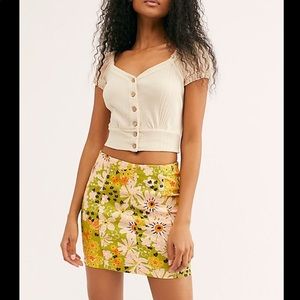 Free people floral retro style mini skirt